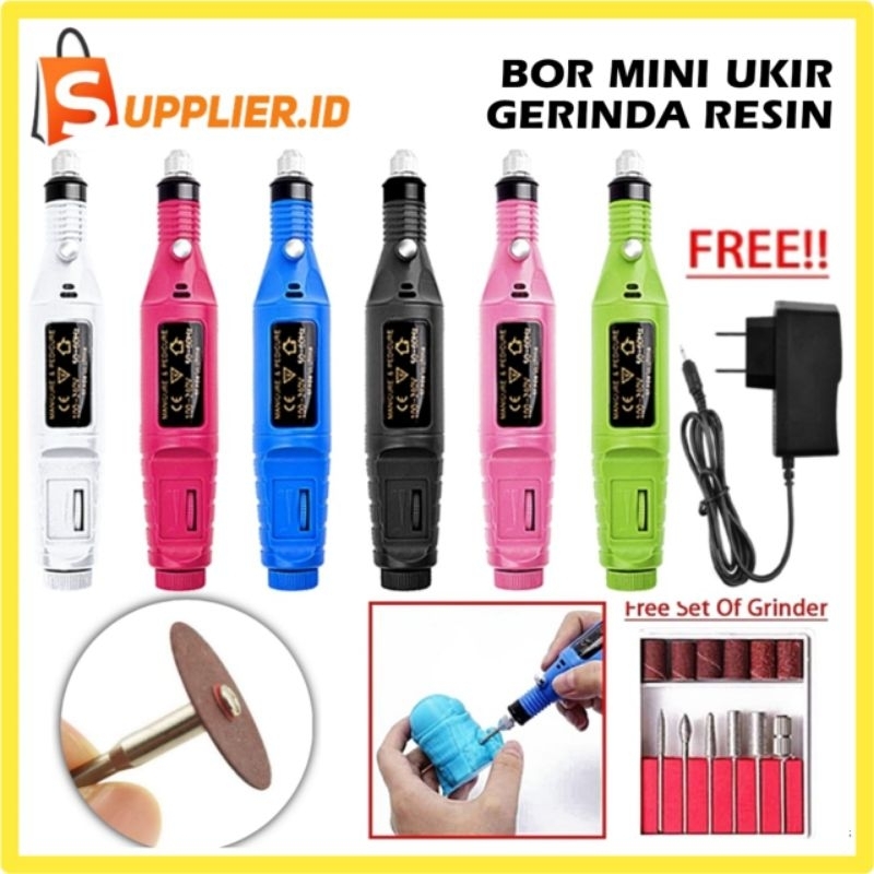 Mesin Mini Gerinder Grafir Bor Potong Gerinda Ukir + Mata Gerinda Potong