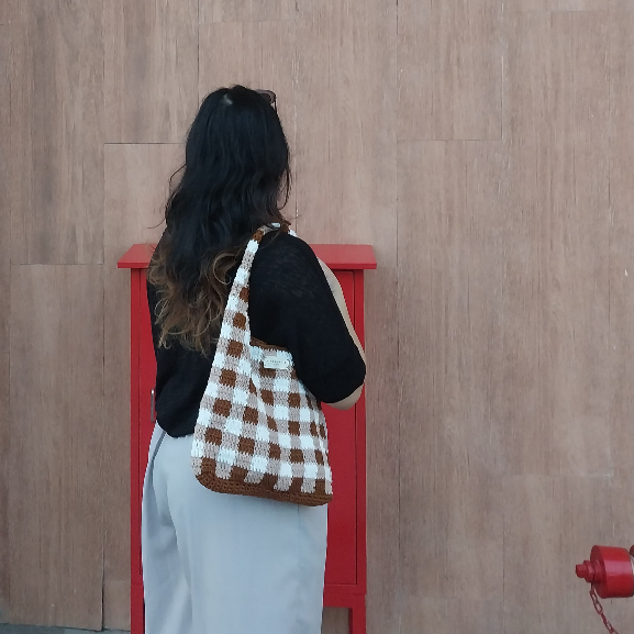 Gingham Bag Crochet | Tas Rajut Handmade | Tas Rajut Korea | Korean Bag Crochet