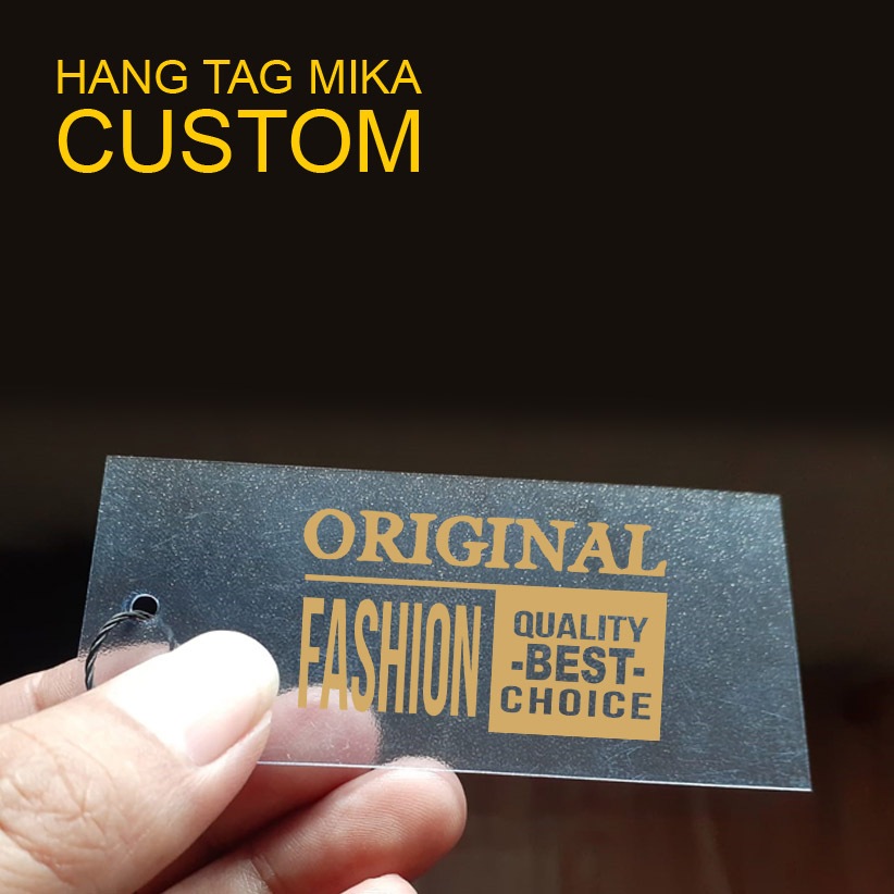 

Custom hang tag mika PVC elegan