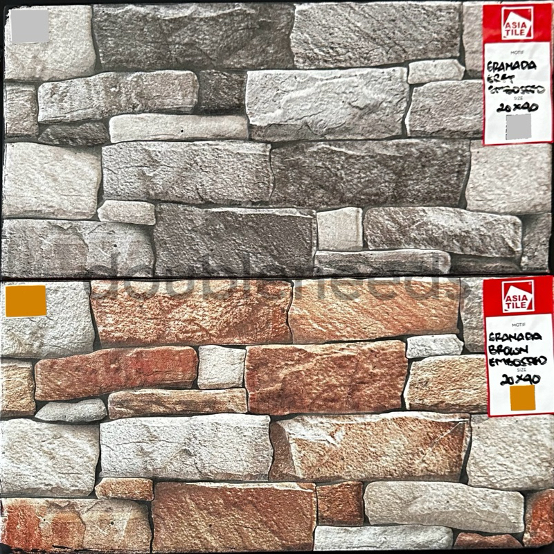 KERAMIK DINDING GRANADA 20x40 / KERAMIK DINDING MOTIF BATU KASAR / KERAMIK DINDING ASIA TILE 20x40