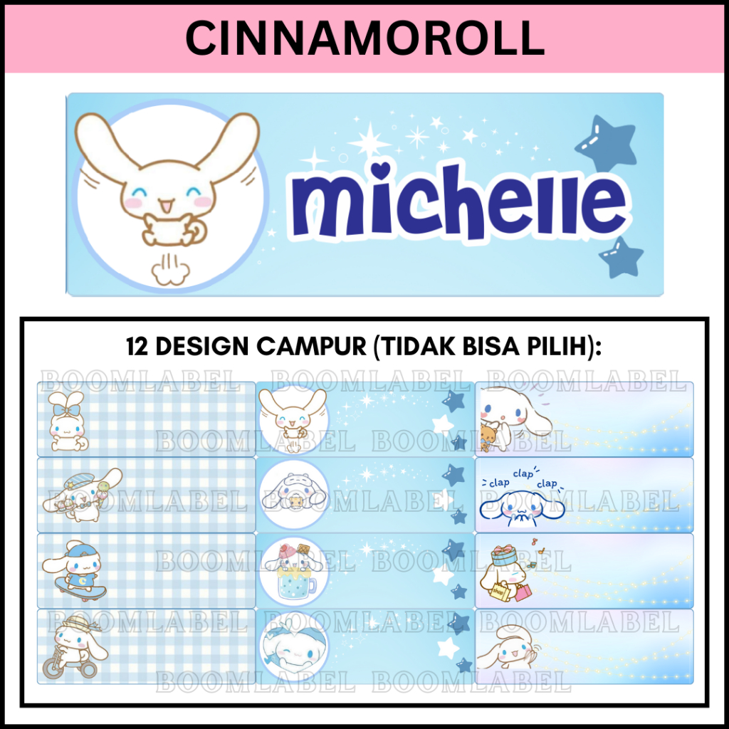 

STIKER STICKER LABEL NAMA WATERPROOF BASIC: CINNAMOROLL