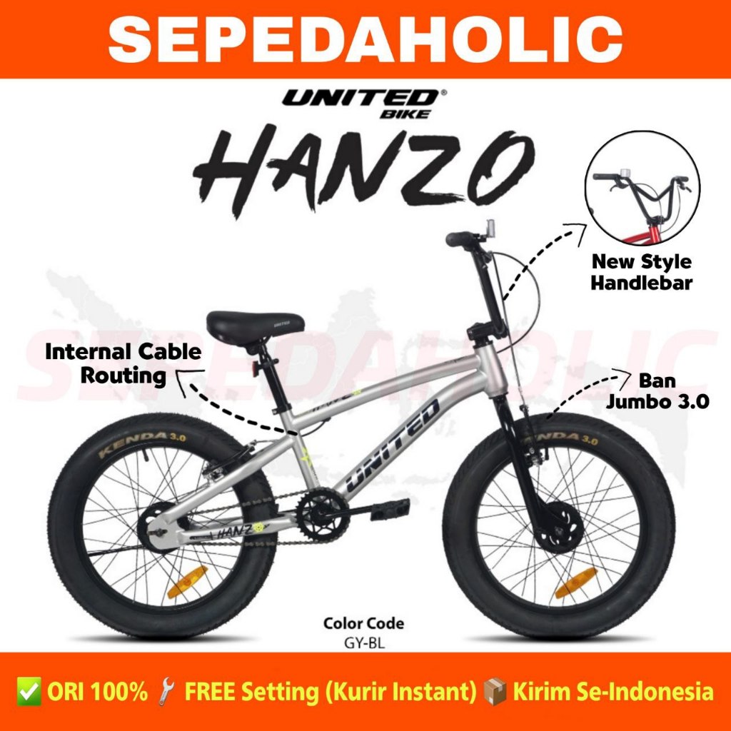 Sepeda Anak BMX UNITED HANZO 20 Inch Anak Laki Garansi Resmi 5 Tahun