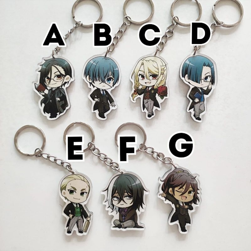 Keychain Anime Kuroshitsuji 2 Black Butler Ciel Phantomhive Sebastian Michaelis Public School Arc Ga