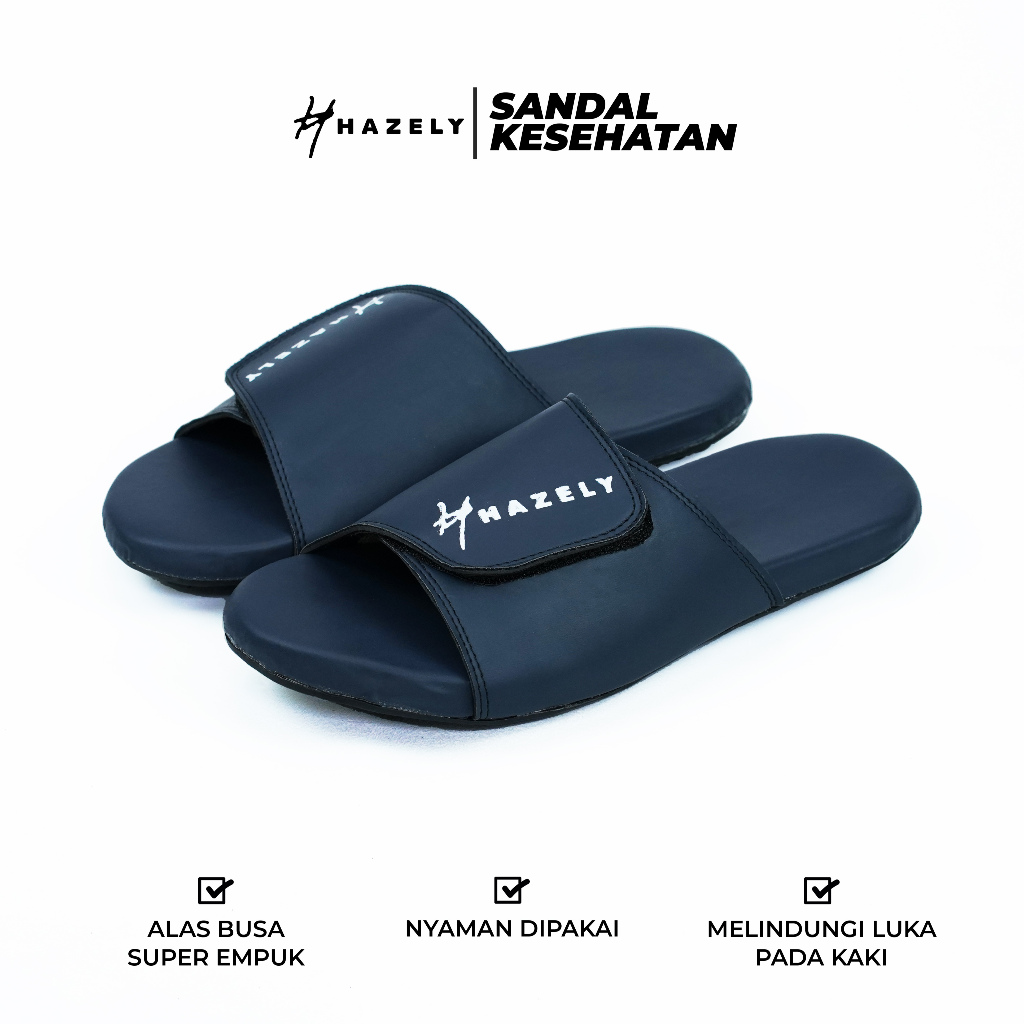 Sandal Diabetes Super Empuk - Sandal Kesehatan Wanita/Pria Super Empuk - SELOP BIRU - HAZELY INDONES