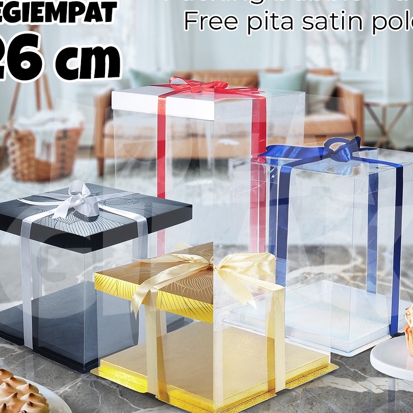 

Pilihan Cake Box Kotak Transparan Mika Bening PutihHitamGoldSilver 26 cm