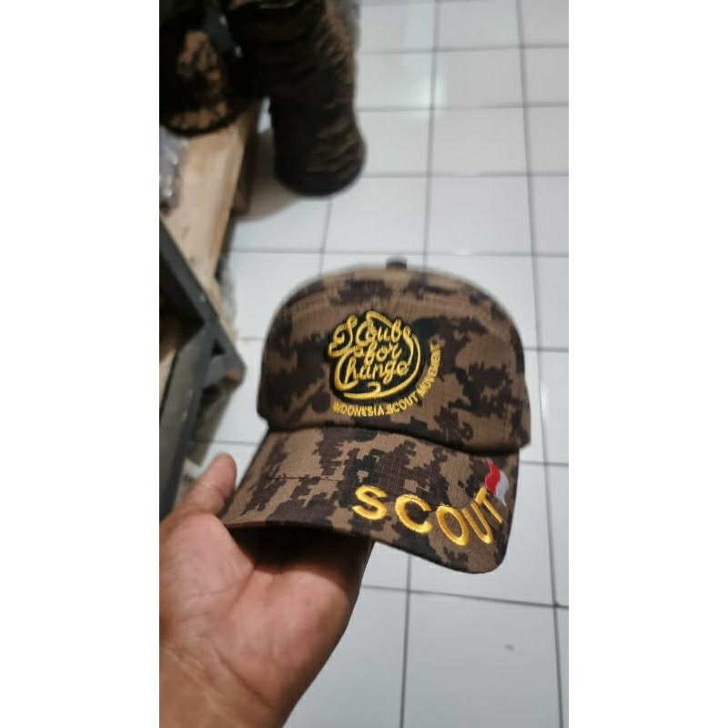 Topi loreng pramuka bahan ripstok cock untuk kegiatan pramuka