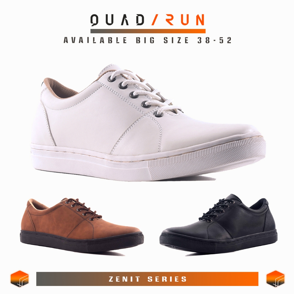 Sneakers Casual Big Size 39-52 QuadRun Zenit - Sepatu Pria Putih Hitam Polos Jumbo Ukuran 44 45 46 4