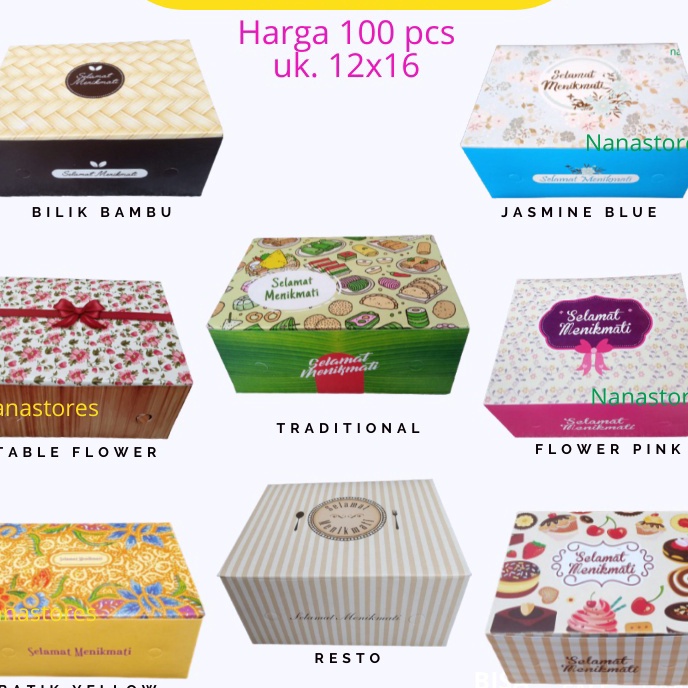 

Terlaris 1 Pcs Dus Kue Ukuran 12x16 Snack Box Dus Snack Dus Kue Basah