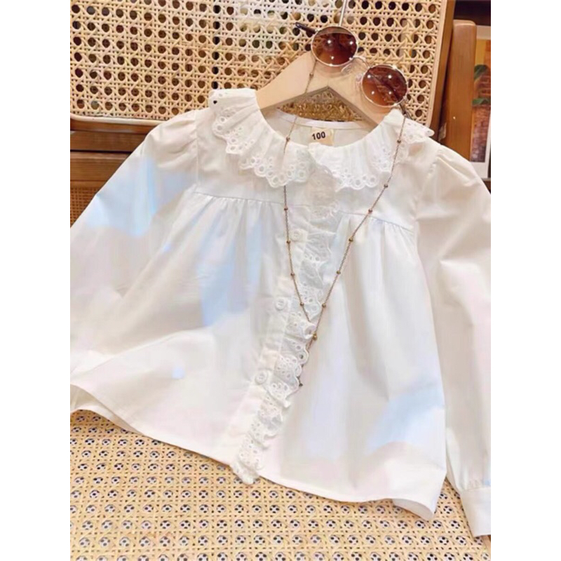 kejora nara white blouse anak perempuan atasan kemeja baju cewe putih korea style