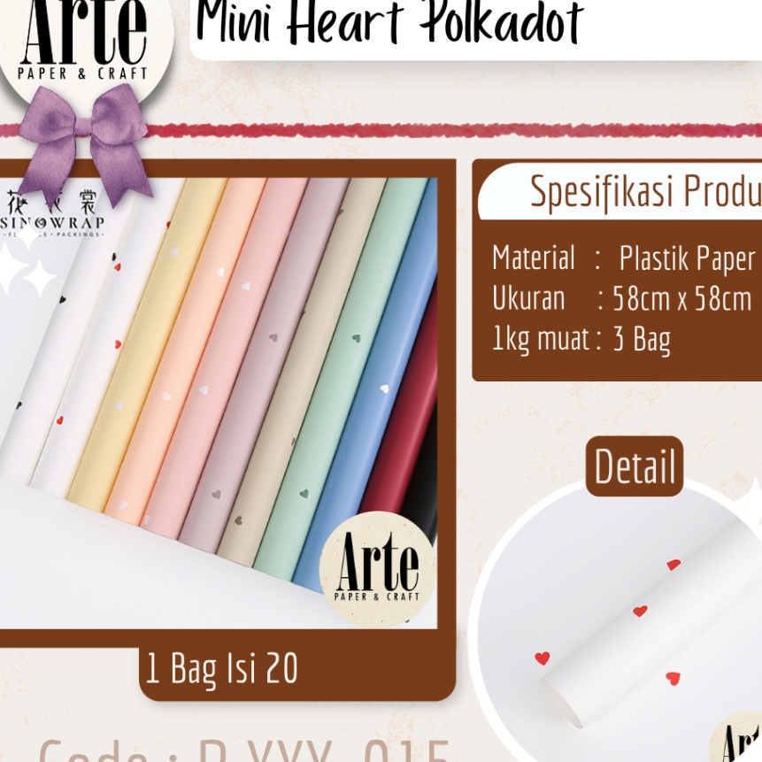 

Grosir 2 Lembar Cellophane Mini Heart Ori Sinowrap Buket Bunga Korean Kertas Waterproof Flower Wrapping Paper Calor Kado Arte Grosir Florist Supply Jakarta Bekasi PXXY15