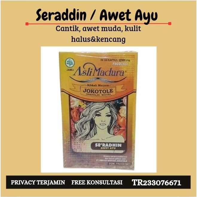 Obat Jamu SERADDIN Awet Ayu Jokotole Isi 24 Kapsul Asli Madura Pencerah Pengencang Wajah Herbal Orig