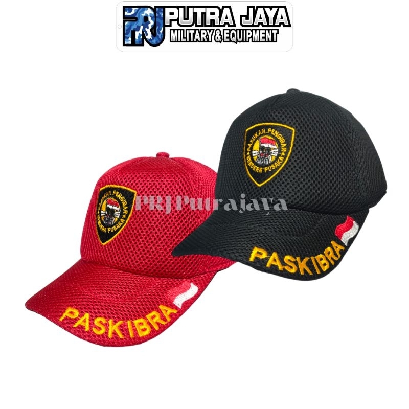 Topi Paskibra Jaring Merah Hitam