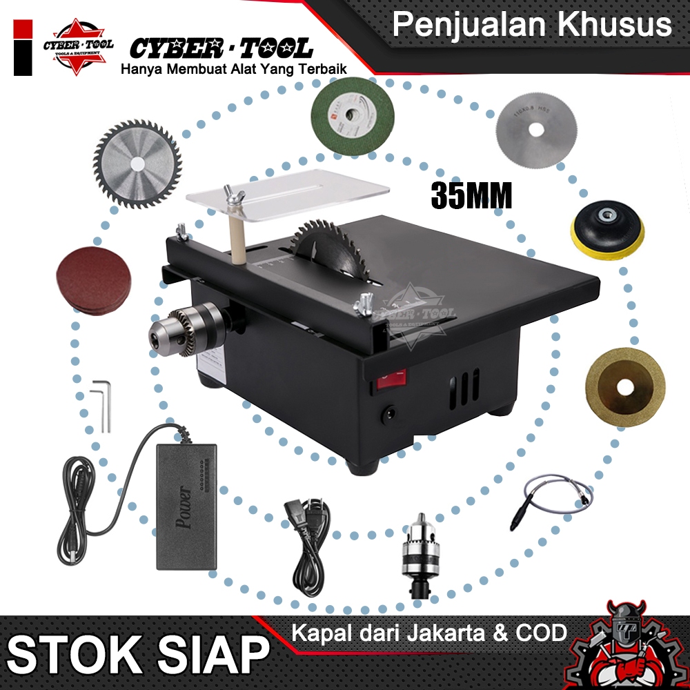 Gergaji Meja Multifungsi, Mesin Pemotong Meja Mini dengan Pisau Gergaji Dapat Disesuaikan Kecepatan 