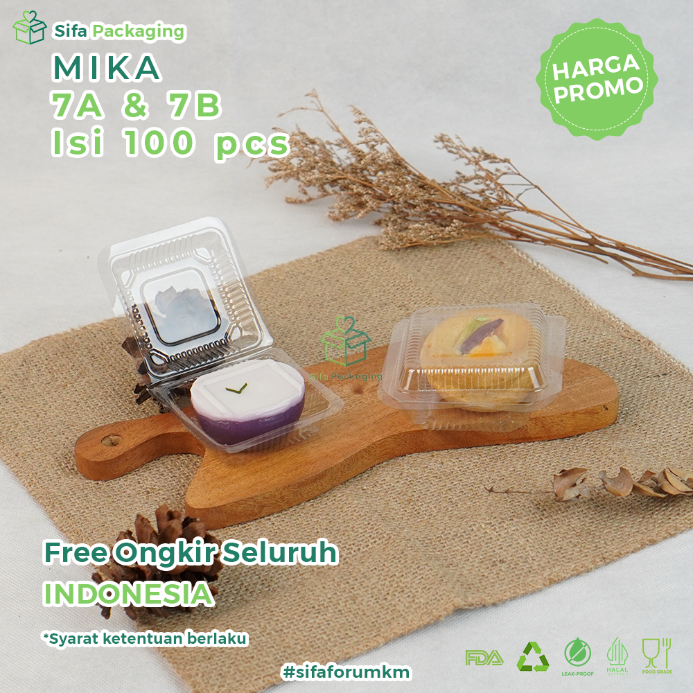 Mika Plastik 7A 7B Kotak Kecil Isi 100 Pcs Kemasan Plastik Sekali Pakai jajanan Pasar Kue Basah Putu