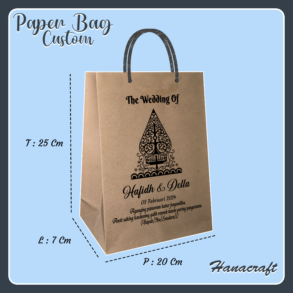 

Paper Bag Custom "20*7*25" | Polos / Sablon | Free Desain | Proses Kilat