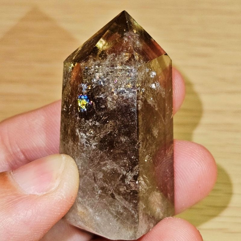 Smoky Citrine Tower Brazil With Rainbow