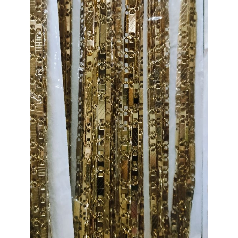 Kalung Titanium Gold Plat Pipih