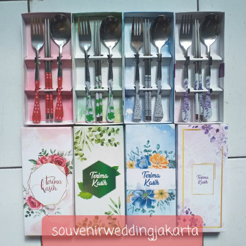 souvenir sendok garpu sumpit sakura kemas box