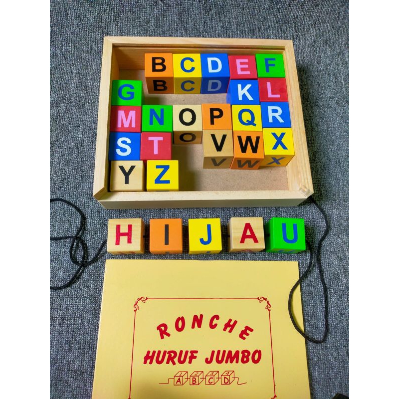 Mainan kayu edukasi anak ronche huruf jumbo / meronche abjad / montessori