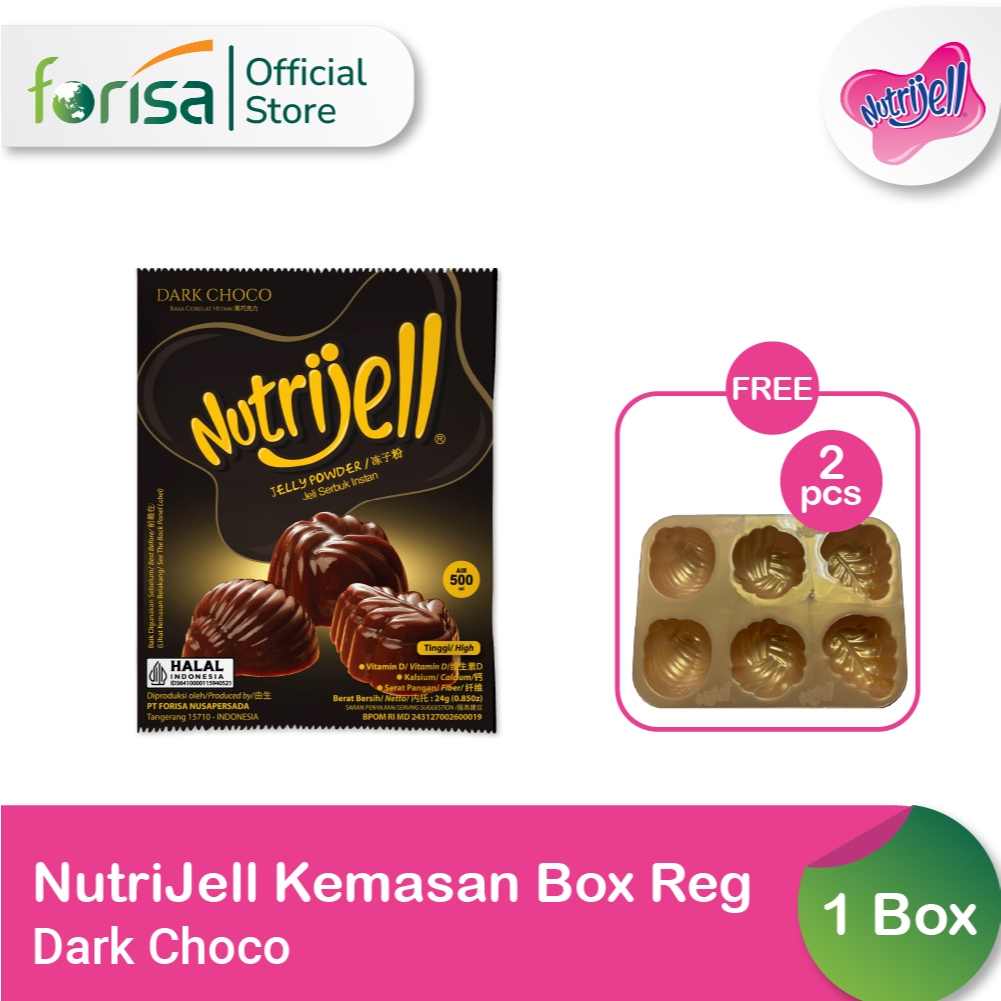 

[BUY1GETGIFT] Nutrijell Reguler Rasa Dark Choco Box FREE 2 Pcs Cetakan Jelly Gold