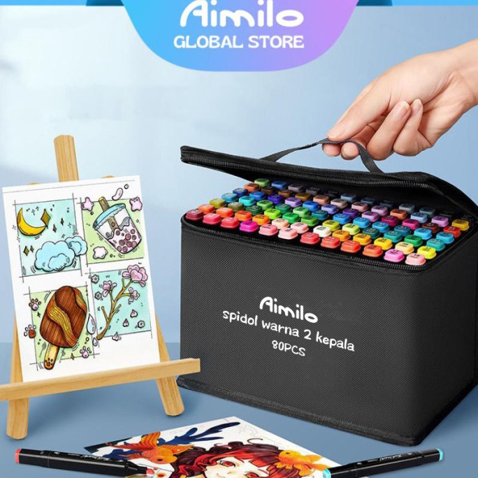 

READY Aimilo Spidol Warna Warni 1 Set Sketch Marker 2 Tip Touch Marker 4868 Warna KODE O2A7