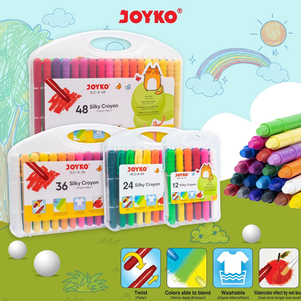 

Silky Crayon Krayon Halus Joyko SLCA Warna Colors KODE T1F1