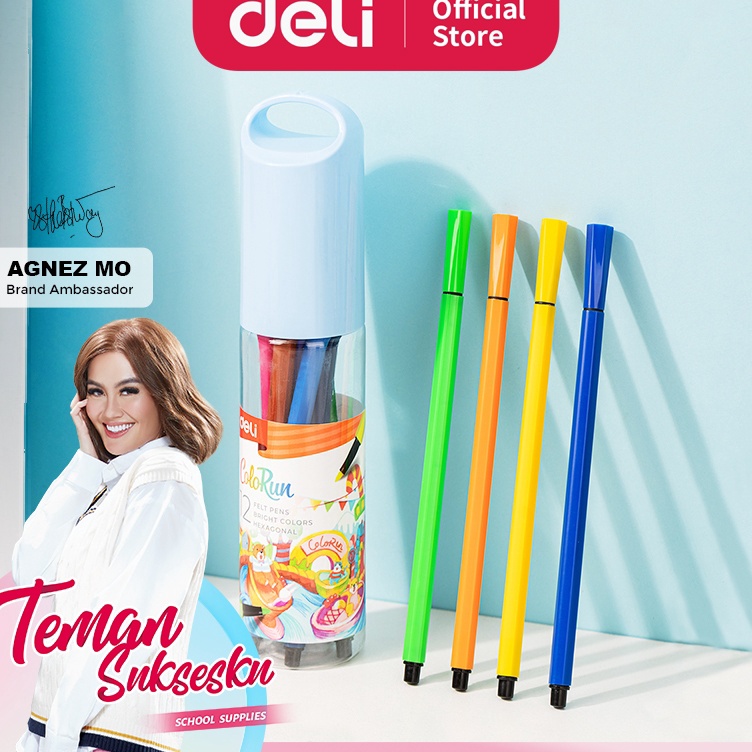 

Deli Spidol Warna Felt Pen Warna Terang Nyaman Digenggam EC156 KODE H2A5