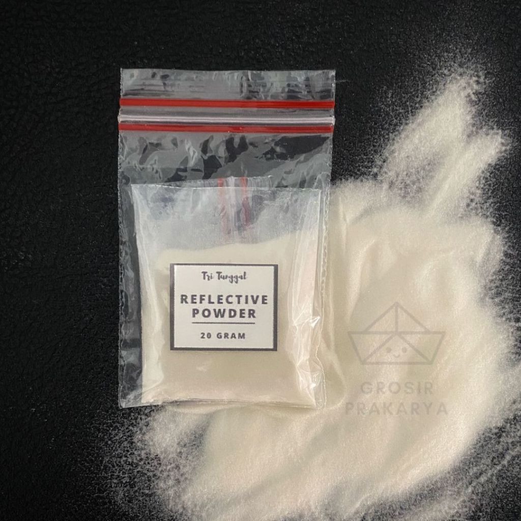 

Reflective Powder Putih 20gr 20 GR White Serbuk Reflective Kemasan Serbuk Pantulan Cahaya Sablon Bubuk Reflektif White Plastisol Glow Screen Sablon Resin Clear Tinta Mesh Kualitas Bagus Grosir Prakarya Malang