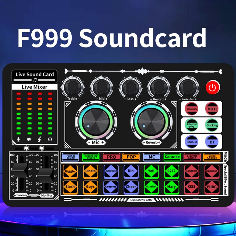 Atana F999 soundcard Mixer Bluetooth Sound Card live for phone PClive t F4E9