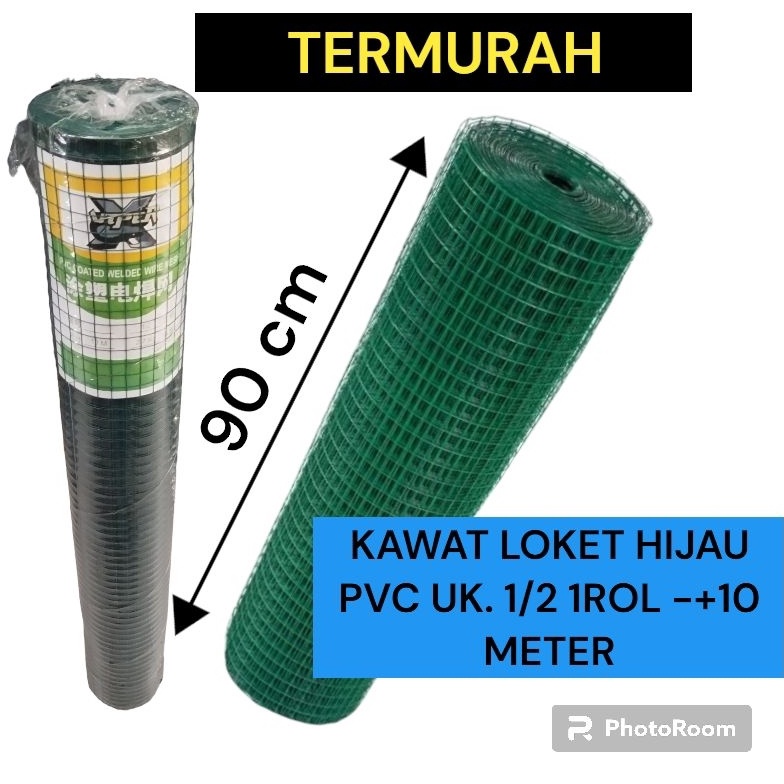 KODE L67V Kawat Ram Loket PVC Hijau Ayakan Kandang 12 Kawat Loket PVC Jaring Kawat Ram Lobang 1cm