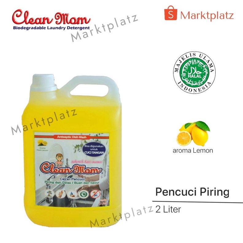 Sabun Pencuci Piring  Tangan Dishwash  Hand Wash Clean Mom 2 Lt kill 999 bacteria aman cuci dot bayi