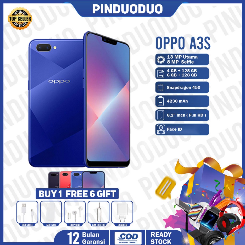 hp oppo a3s ram 6/128 GB, Garansi distributor 4G grosir termurah