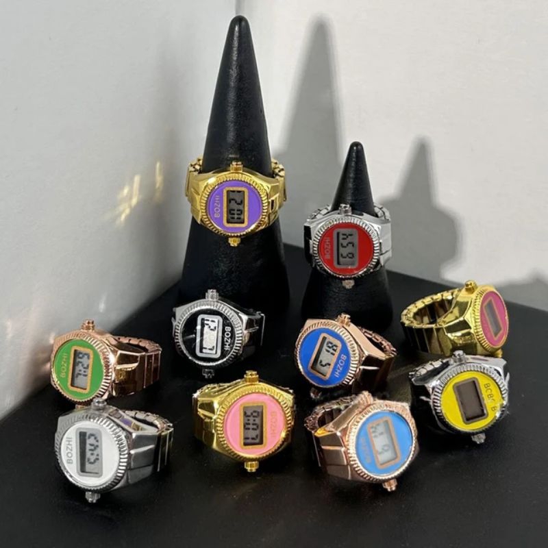 Jam cincin Digital ,jam tangan cincin pria wanita unik super keren | Bonus kotak cincin batre cadang