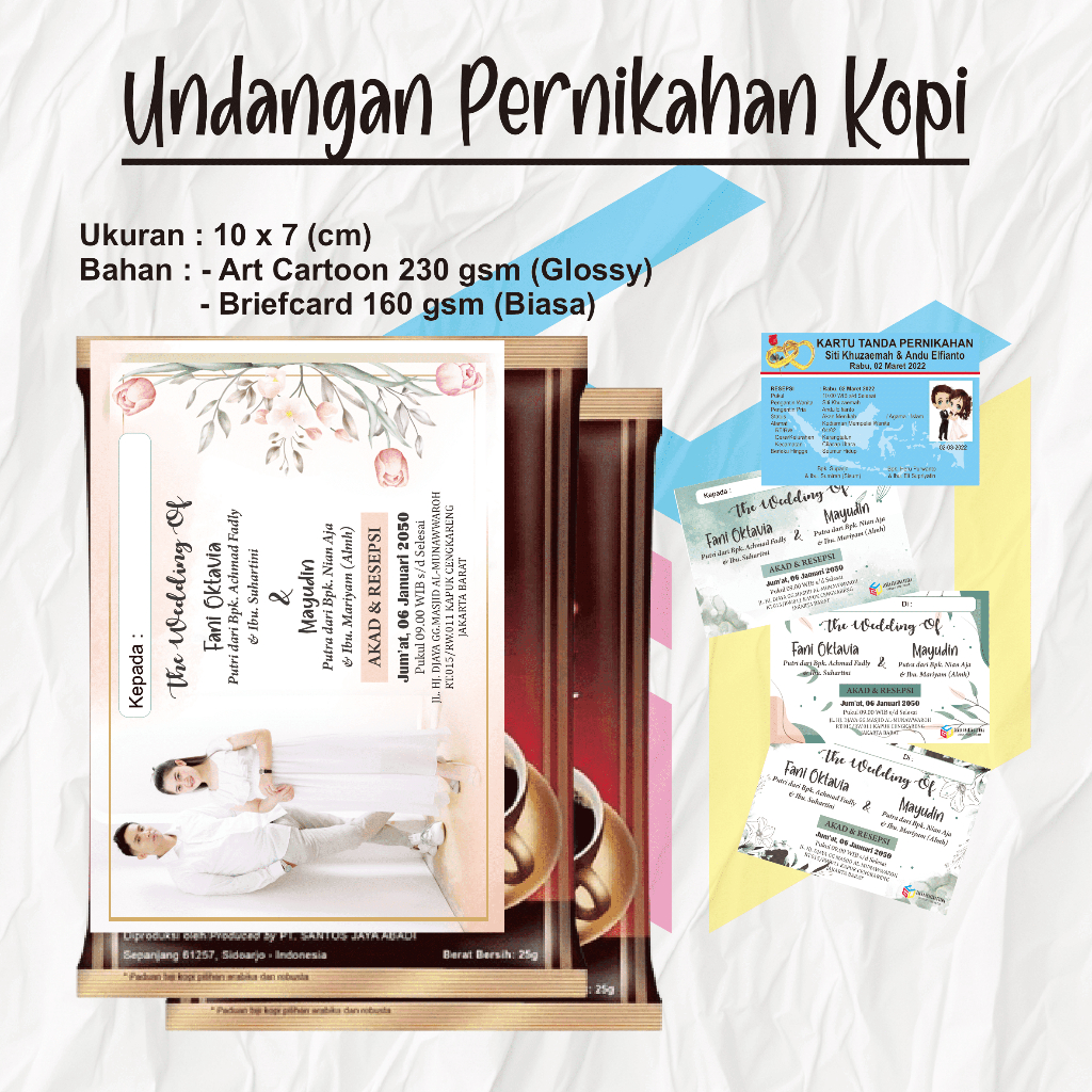 Undangan Kopi Pernikahan Undangan Nikah Kopi Pernikahan Unik Kecil Mini Murah
