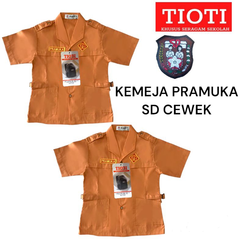 TIOTI KEMEJA PRAMUKA CEWEK SD / BLUS PRAMUKA SD CEWEK TIOTI SERAGAM PRAMUKA SD