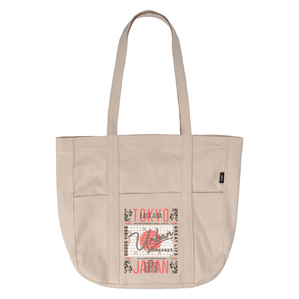 

ID FLADE STUDIOS TOTEBAG KANVAS CREAM RESLETING - TAS NONGKRONG KULIAH PRIA WANITA - JAPAN SERIES