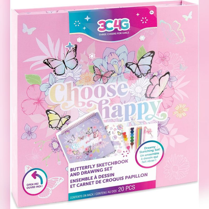 

3C4G butterfly sketchbook n drawing kit art set for kid crayon pencil sticker