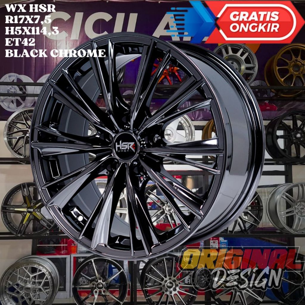 Velg Mobil WRV , HRV , INNOVA , XPANDER , RUSH , HSR WX RING 17 R17 BLACK CHROME