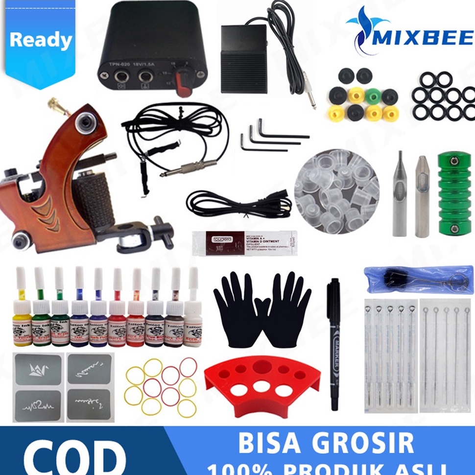 KODE M97R Mesin Tato Full Set  Alat Tatto  Tattoo Machine  Set Tato  Tattoo Kit Bonus Tinta