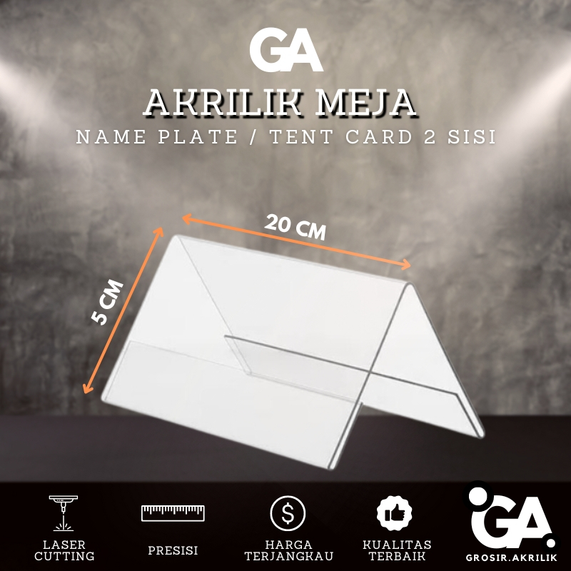 

Akrilik Meja / Tent Card / Kartu Nama / Name Plate 2 sisi 5x20 cm