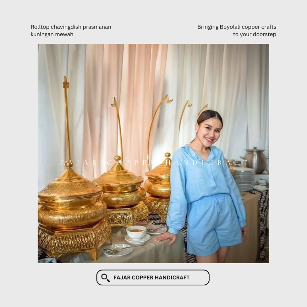 Rolltop chaving dish prasmanan kuningan  bulat model batik parang 40 cm by FCH