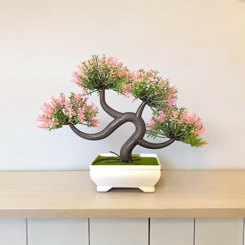 Tanaman Hias Bunga Bonsai Palsu / Plastik + Pot untuk Dekorasi / Hiasan di Rumah / untuk Konten (Art