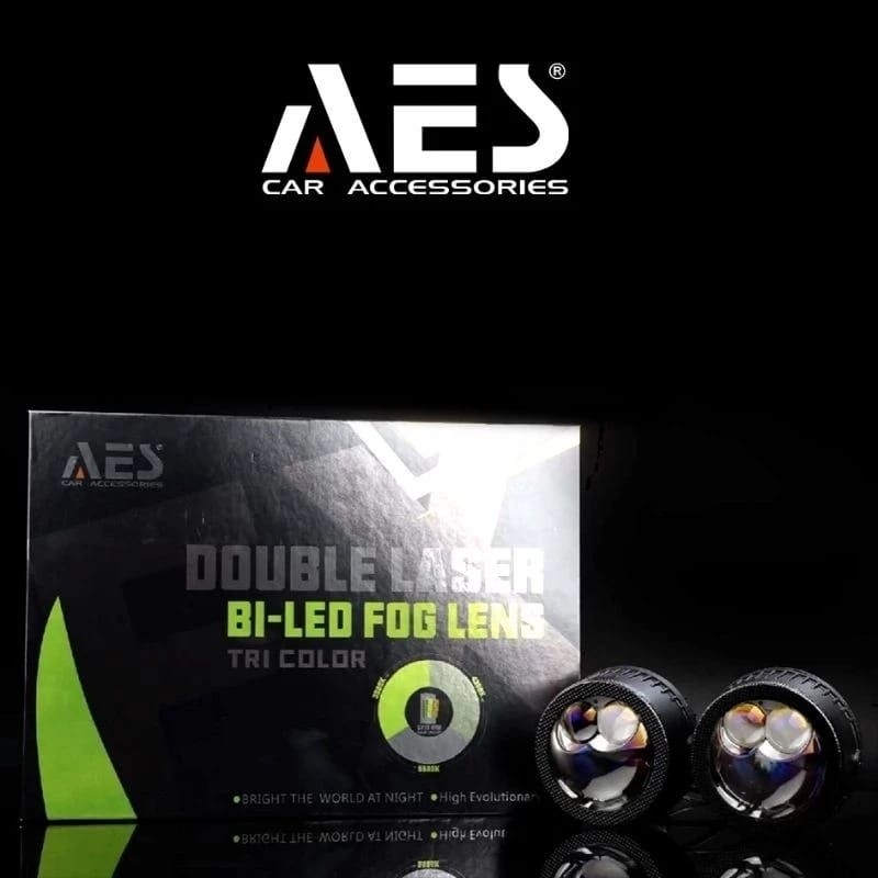 FOGLAMP AES FX 3 COLOR DOUBLE LASER 3 INCH BLUE LENS UNTUK SEMUA MOBIL