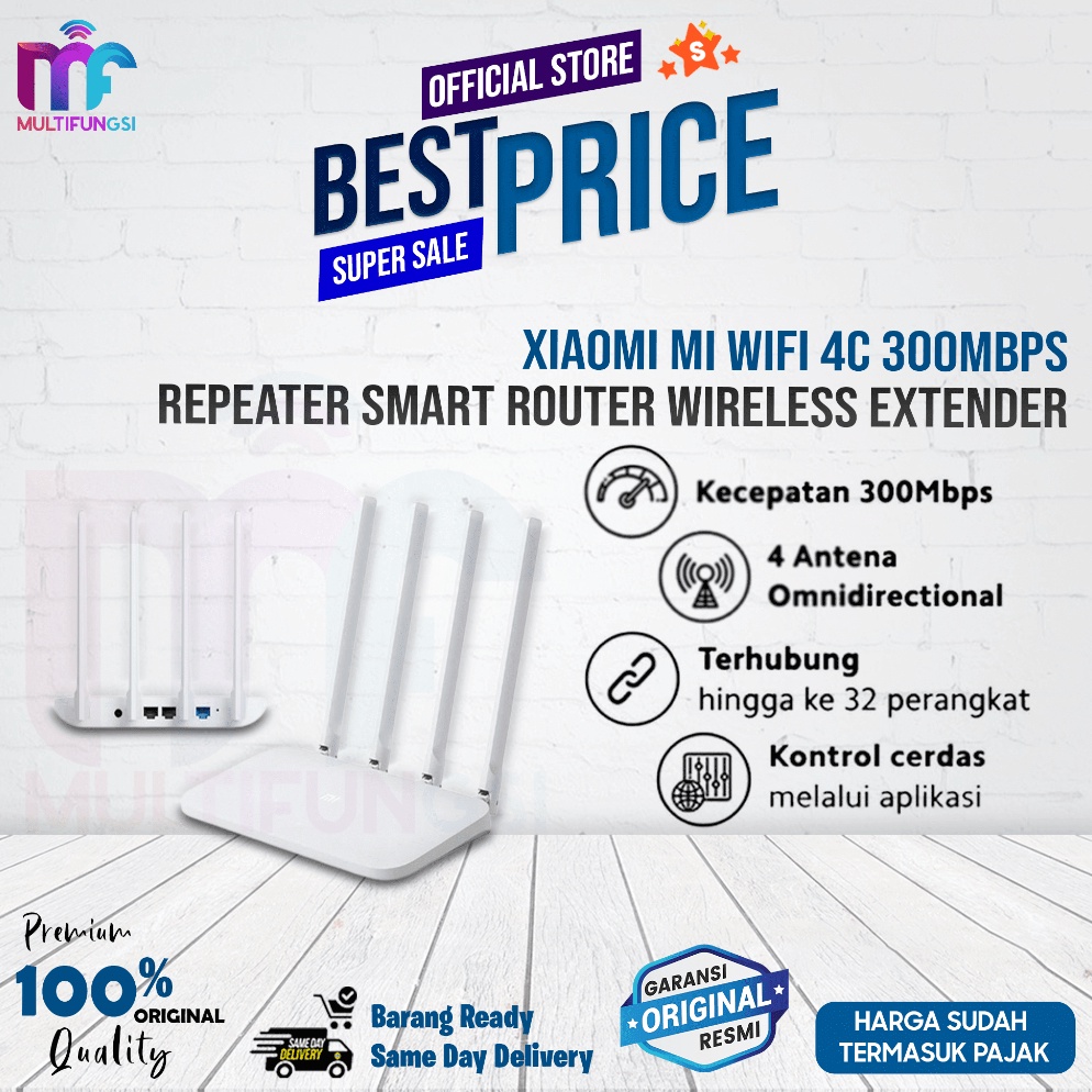 Xiaomi Mi Smart Router 4C 3Mbps WiFi Repeater Wireless Extender Garansi Resmi n K6C7