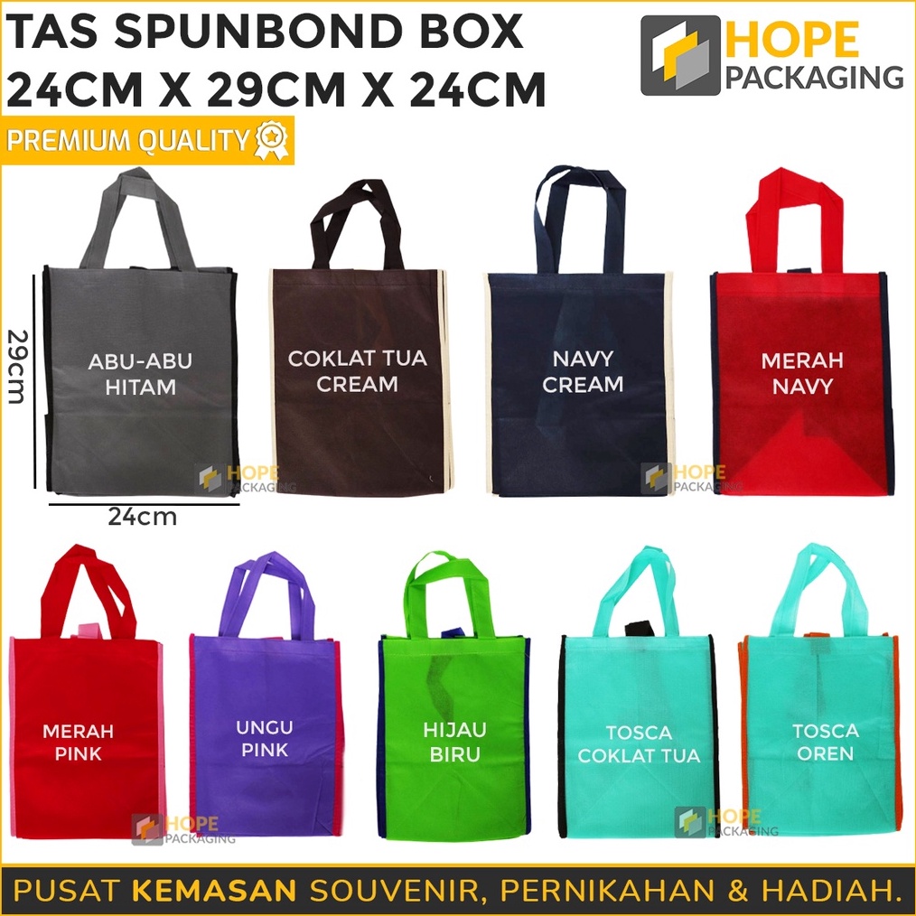 

READY STOCK Goodie Bag Polos Spunbond Box S M Tali Tas Kain Kantong Bahan Tebal Tas Souvenir Murah