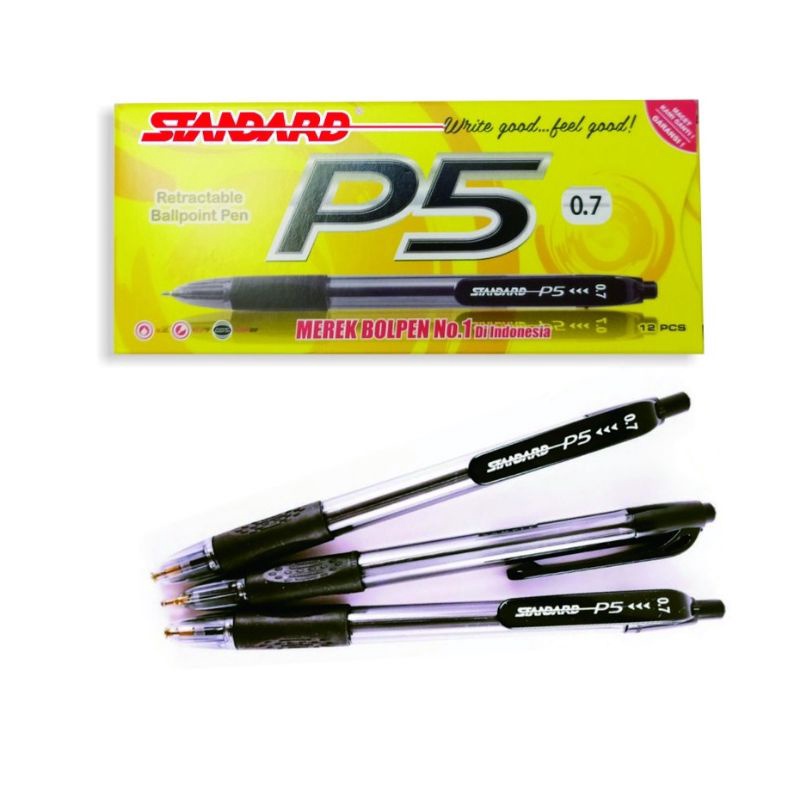 

HEBOH Pulpen Standard P5 Bolpen Cetek 7mm Per Lusin