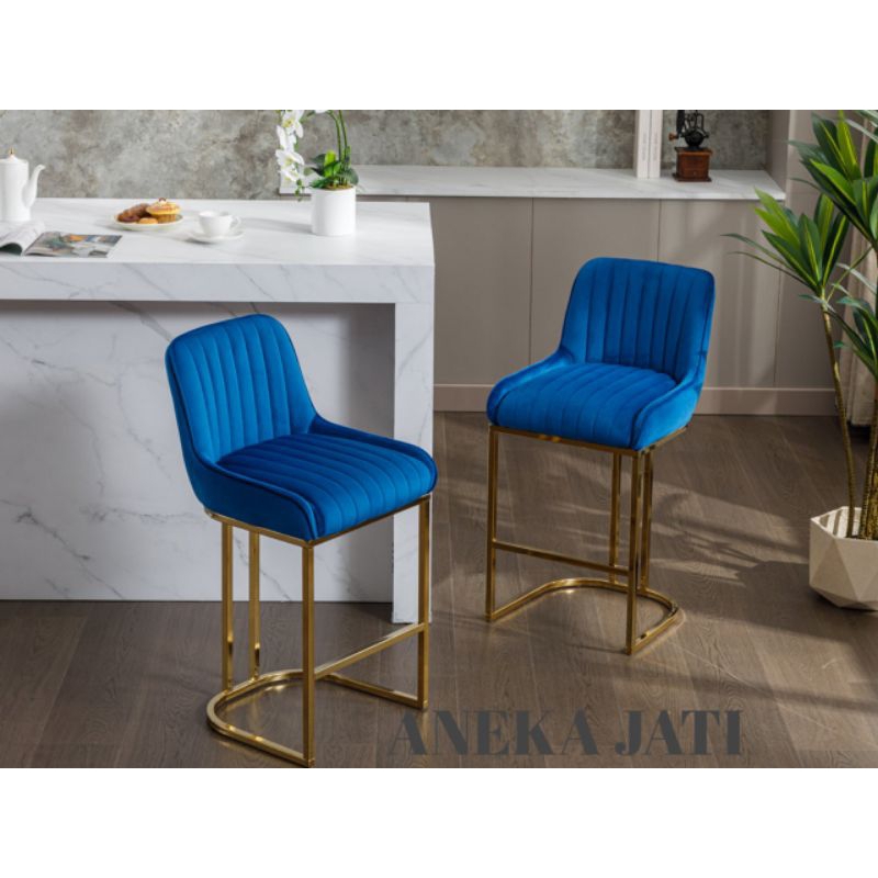 Kursi Makan Cafe Minimalis Kursi Bar Cafe Mewah Kaki Besi Gold