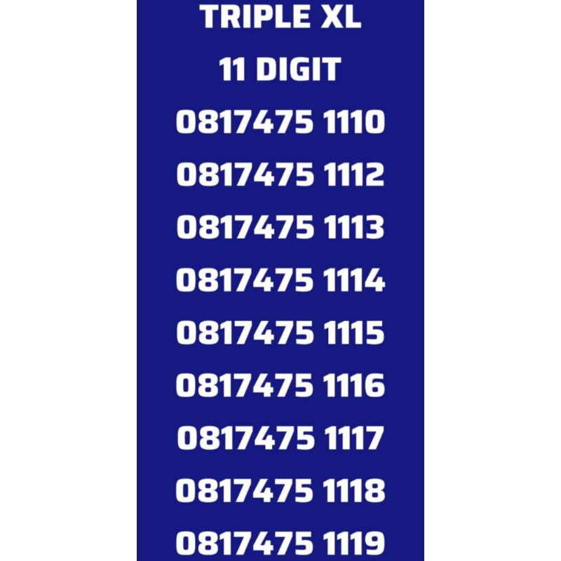 Nomor Cantik XL 11 Digit Triple Kartu Perdana Segel