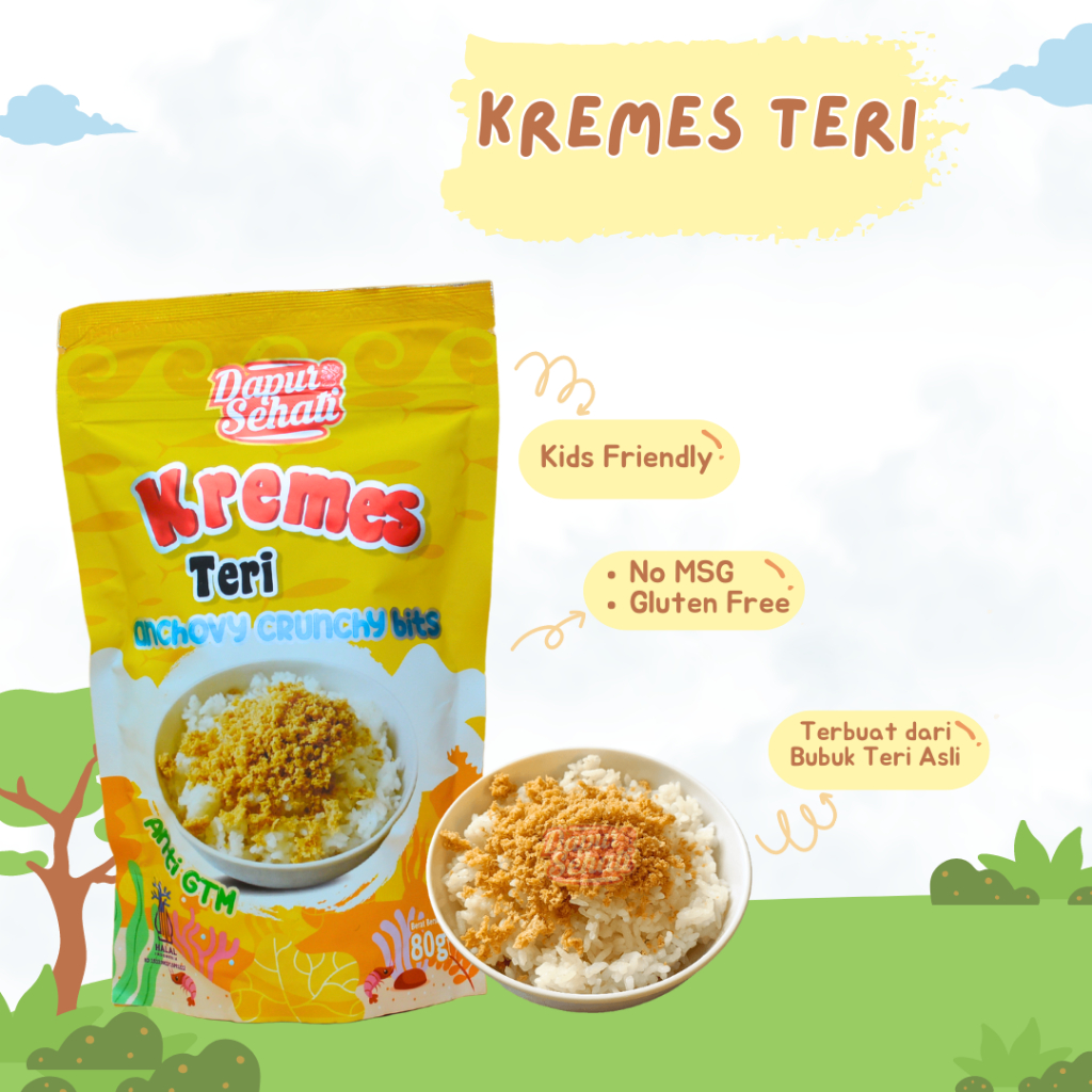 

Kremes Teri / Kremes Udang DAPUR SEHATI Non MSG Gluten Free Anti GTM Lauk Tidak Pedas Taburan MPASI