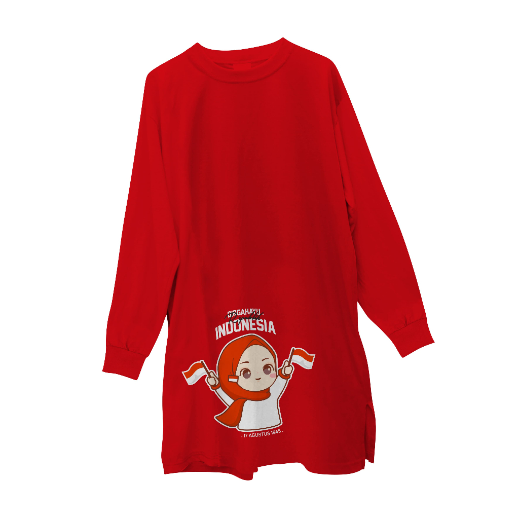 Kaos Tunik Dewasa 17 Agustus Custom Merah Putih